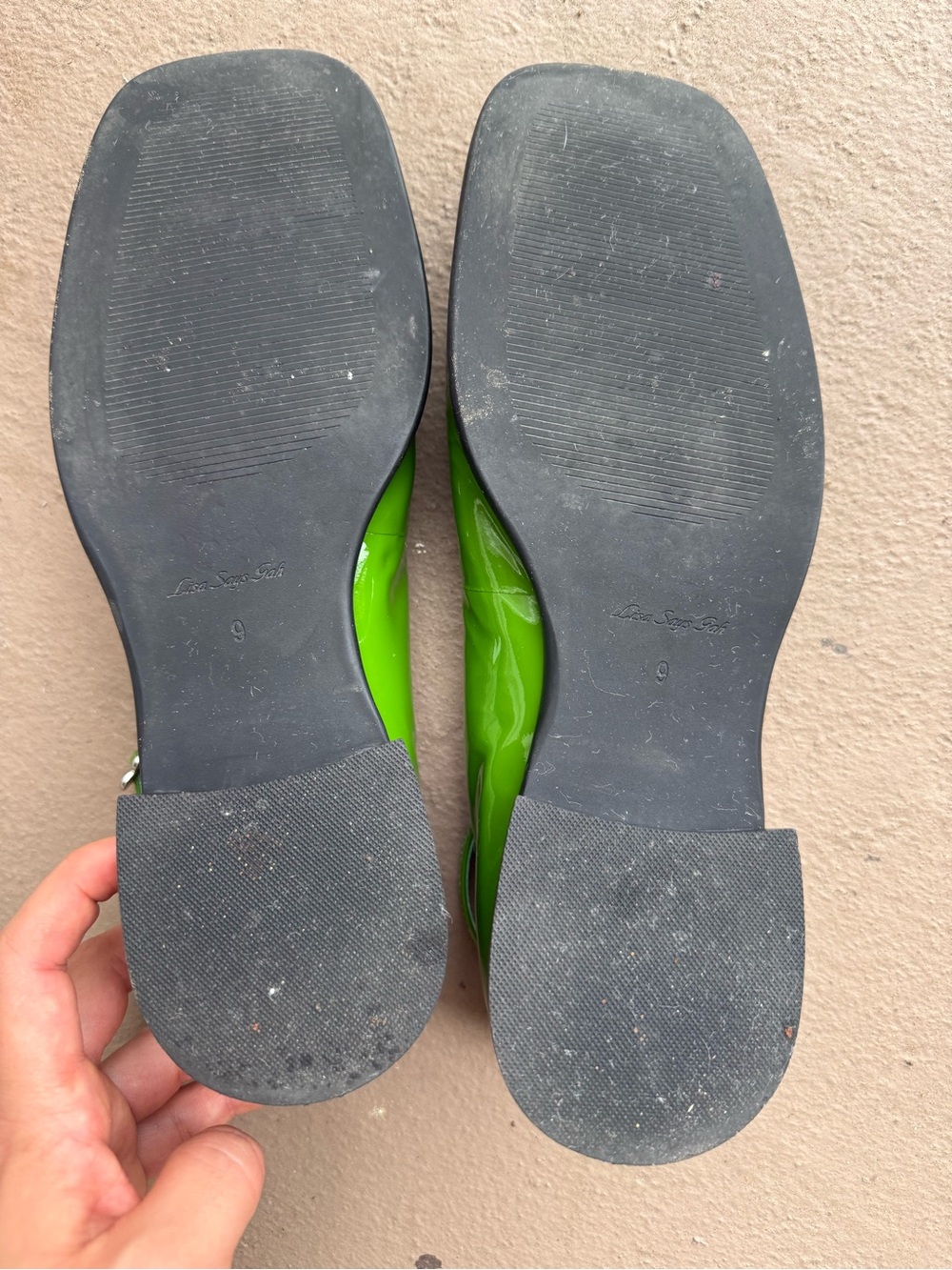 Lisa Says Gah Mia Mary Jane Green Patent Flats sz 9 - Picture 8 of 9